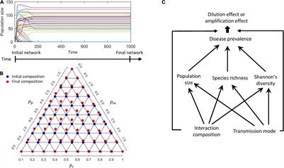 How Multiple Interaction Types Affect Disease Spread and Dilution in Ecological Networks